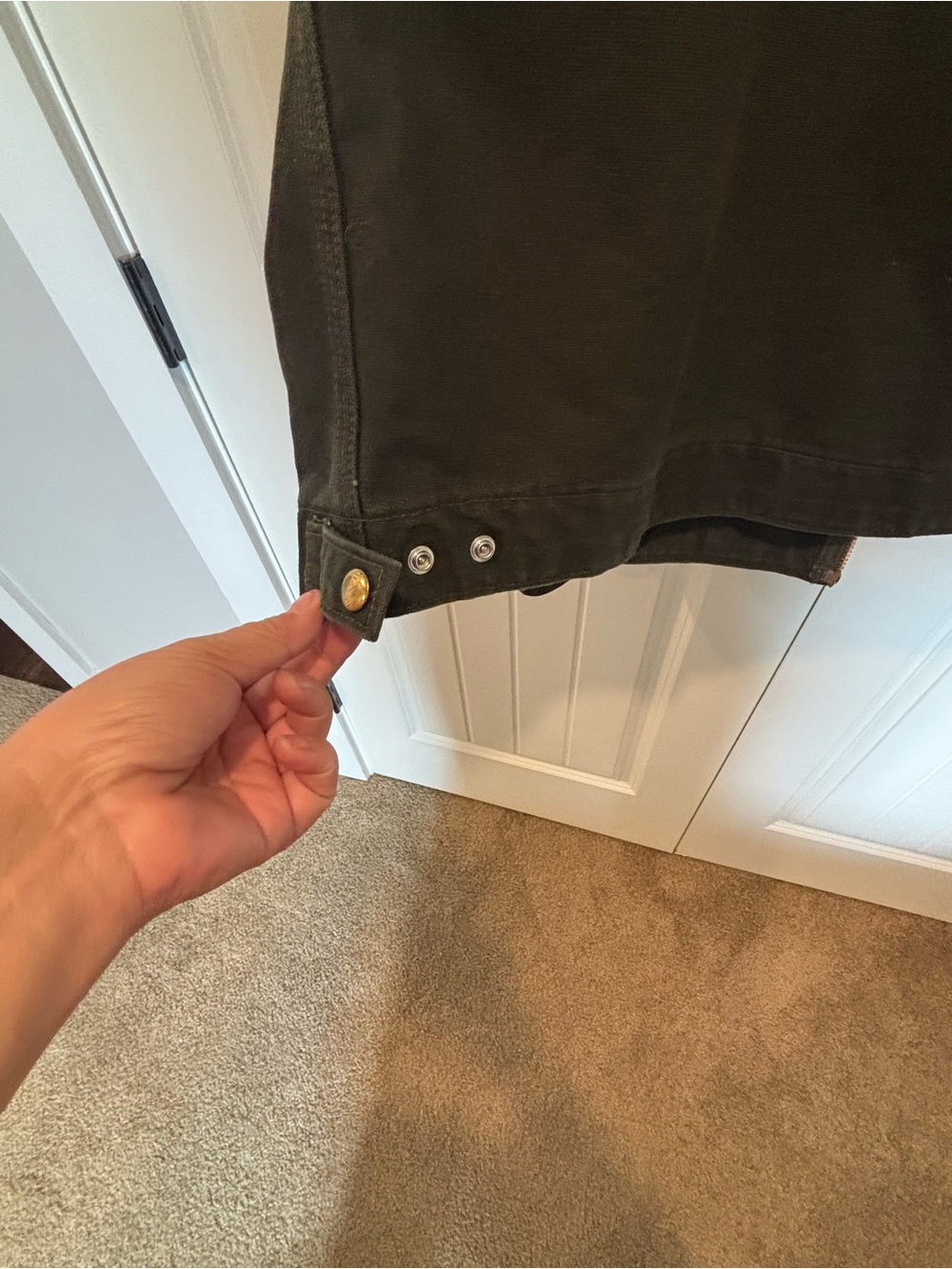 Carhartt Olive Green Canvas Jacket with Brown Cord Collar - Picture 5 of 5